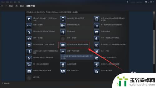 在steam界面浏览可用的游戏指南